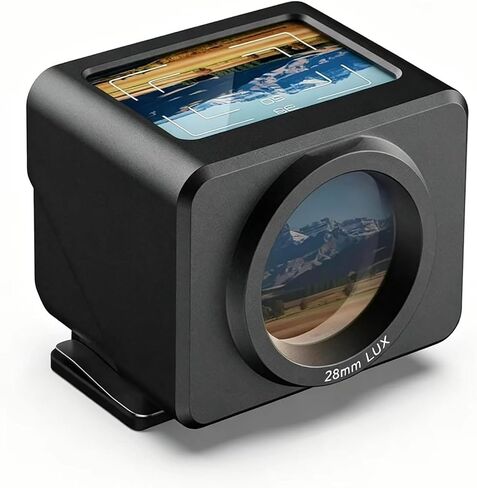Camera Optical Waist Level Viewfinder, 28mm Optical Viewfinder | With 35/50 Or 40 Frame Lines, Detachable Anti-glare Hood & Adjustable Hot Cold Shoe Mount For Shooting Experience Silver 28/40 in Kuwait