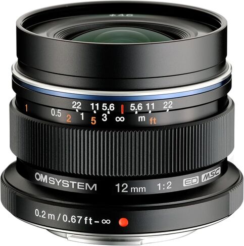 OM SYSTEM Olympus M.Zuiko Digital ED 12mm F2.0 Black for Micro Four Thirds System Camera, Compact Wide Angle Lens for Starry Sky and Landscape | 12mm f/2 aperture with MSC autofocus and metal body for landscapes, street scenes and architecture in Kuwait