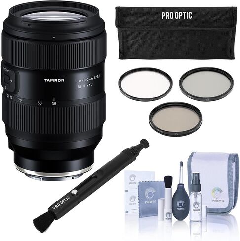TAMRON 35-100mm F/2.8 Di III VXD Lens for Sony E, Full-Frame Mirrorless, Model A078, with 67mm UV | CPL | ND Filter Kit, Lens Cleaning Kit and Lens Pen, 6-Year Limited Warranty in Kuwait