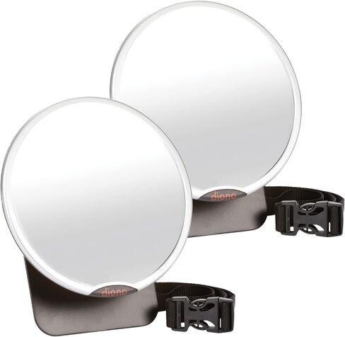 Diono Easy View Pack of 2 Baby Car Mirrors, Safety Car Seat Mirror for Rear Facing Infant, Fully Adjustable with 360 Rotation, Wide Crystal Clear View, Shatterproof, Crash Tested in Kuwait
