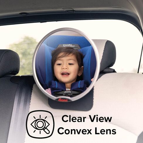 Diono Easy View Pack of 2 Baby Car Mirrors, Safety Car Seat Mirror for Rear Facing Infant, Fully Adjustable with 360 Rotation, Wide Crystal Clear View, Shatterproof, Crash Tested in Kuwait