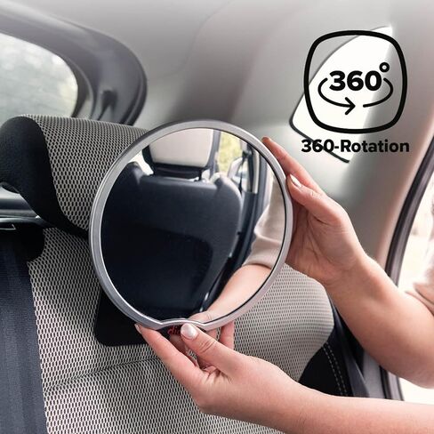 Diono Easy View Pack of 2 Baby Car Mirrors, Safety Car Seat Mirror for Rear Facing Infant, Fully Adjustable with 360 Rotation, Wide Crystal Clear View, Shatterproof, Crash Tested in Kuwait