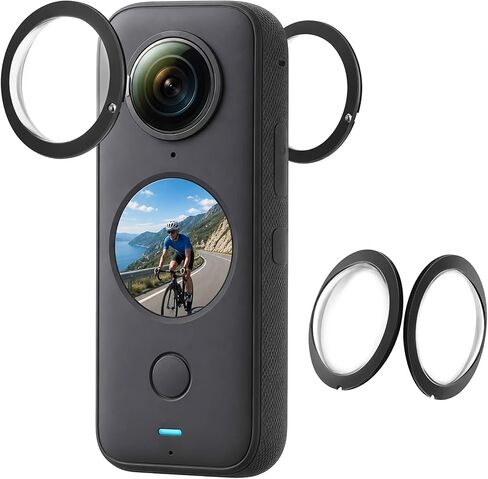 Sticky Lens Guard Custom fit for Insta360 X2, 2-Pack Protective Cover Cap with Anti-Reflective Coating, High Transparency 95% Light Transmission, Scratch-Proof Shockproof Dustproof, Easy Installation in Kuwait