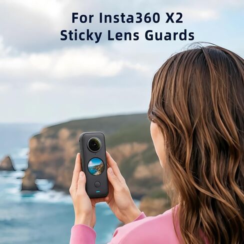 Sticky Lens Guard Custom fit for Insta360 X2, 2-Pack Protective Cover Cap with Anti-Reflective Coating, High Transparency 95% Light Transmission, Scratch-Proof Shockproof Dustproof, Easy Installation in Kuwait