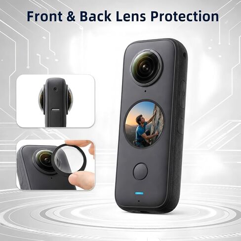 Sticky Lens Guard Custom fit for Insta360 X2, 2-Pack Protective Cover Cap with Anti-Reflective Coating, High Transparency 95% Light Transmission, Scratch-Proof Shockproof Dustproof, Easy Installation in Kuwait