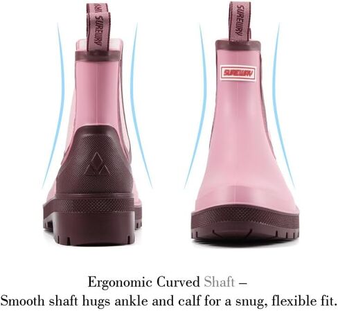 SUREWAY Women's Short Ankle Rain Boots,Waterproof Rubber Garden Shoes,Slip Resistant Chelsea Rain Boots For Ladies,Pink,Size 7 in Kuwait