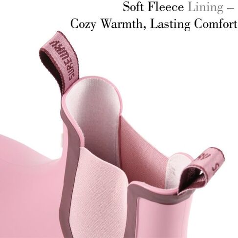 SUREWAY Women's Short Ankle Rain Boots,Waterproof Rubber Garden Shoes,Slip Resistant Chelsea Rain Boots For Ladies,Pink,Size 7 in Kuwait