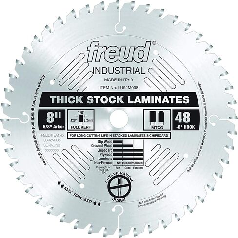 Freud LU92M008 8-in Thick-Stock Laminate Blade with 5/8-In Arbor | Modified Triple Chip Grind, Ideal for Cutting Double Sided Laminates and Melamine - LU92M008 in Kuwait
