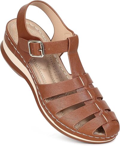 Closed Toe Sandals Women Wide Width Comfortable Fisherman Sandal for Womens Summer Dressy Wedge with Adjustable Strap in Kuwait