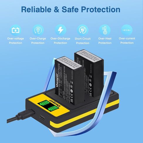 LP-E17 Battery and LCD Dual Charger Compatible with Canon EOSRP, R100, R50, R10, R8, Rebel T6i, T7i, T8i, T6s, SL2, SL3, EOS M3, M5, M6, 200D, 77D, 750D, 760D, 800D, 8000D Camera in Kuwait