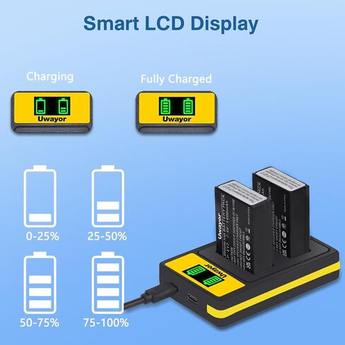 LP-E17 Battery and LCD Dual Charger Compatible with Canon EOSRP, R100, R50, R10, R8, Rebel T6i, T7i, T8i, T6s, SL2, SL3, EOS M3, M5, M6, 200D, 77D, 750D, 760D, 800D, 8000D Camera in Kuwait