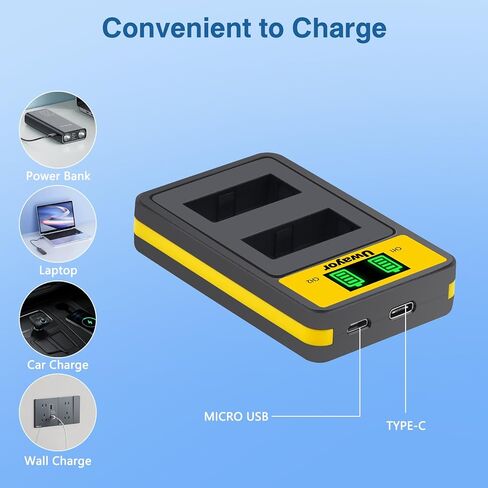 LP-E17 Battery and LCD Dual Charger Compatible with Canon EOSRP, R100, R50, R10, R8, Rebel T6i, T7i, T8i, T6s, SL2, SL3, EOS M3, M5, M6, 200D, 77D, 750D, 760D, 800D, 8000D Camera in Kuwait