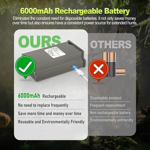 2 Pack 6000mAh Rechargeable Battery Compatible with Reveal X Battery Pack | Fit for Reveal X Pro, X Gen 3.0, X Gen 2.0, Pro 3.0, X, SK Trail Camera Hunting Battery with 5V 3A USB Wall Adapter & Cable in Kuwait