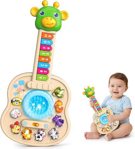 Musical Giraffe Guitar Baby Piano Toys for Toddlers 1-3 with Music & Light | Educational Toys 12-18 Months Interactive Music Instruments Learning Toys for 1 2 Year Old Boys Girls First Birthday Gifts in Kuwait