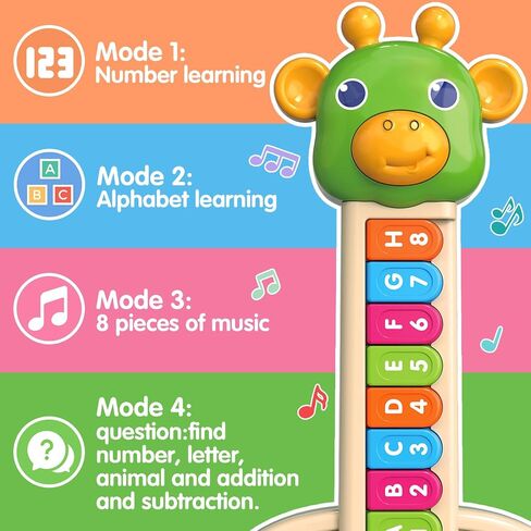 Musical Giraffe Guitar Baby Piano Toys for Toddlers 1-3 with Music & Light | Educational Toys 12-18 Months Interactive Music Instruments Learning Toys for 1 2 Year Old Boys Girls First Birthday Gifts in Kuwait
