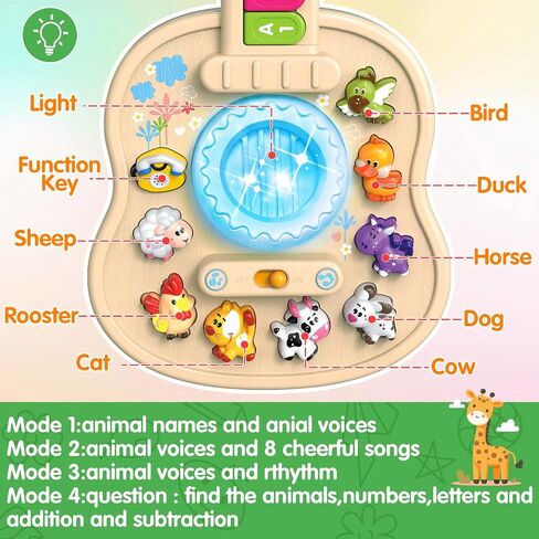 Musical Giraffe Guitar Baby Piano Toys for Toddlers 1-3 with Music & Light | Educational Toys 12-18 Months Interactive Music Instruments Learning Toys for 1 2 Year Old Boys Girls First Birthday Gifts in Kuwait