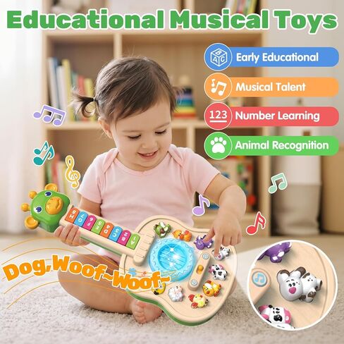 Musical Giraffe Guitar Baby Piano Toys for Toddlers 1-3 with Music & Light | Educational Toys 12-18 Months Interactive Music Instruments Learning Toys for 1 2 Year Old Boys Girls First Birthday Gifts in Kuwait