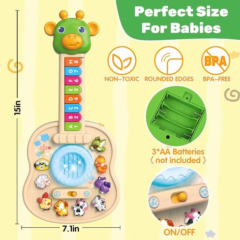 Musical Giraffe Guitar Baby Piano Toys for Toddlers 1-3 with Music & Light | Educational Toys 12-18 Months Interactive Music Instruments Learning Toys for 1 2 Year Old Boys Girls First Birthday Gifts in Kuwait