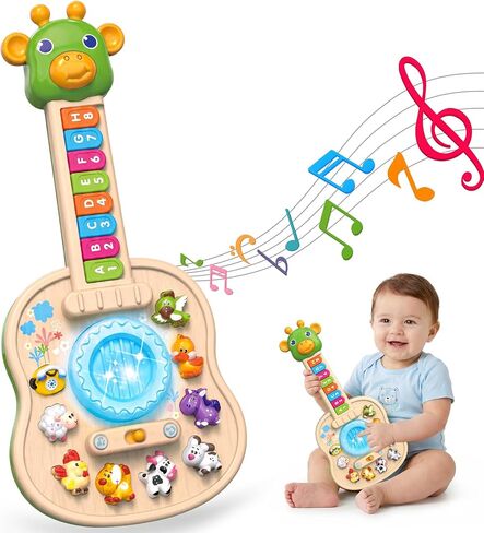 Musical Giraffe Guitar Baby Piano Toys for Toddlers 1-3 with Music & Light | Educational Toys 12-18 Months Interactive Music Instruments Learning Toys for 1 2 Year Old Boys Girls First Birthday Gifts in Kuwait