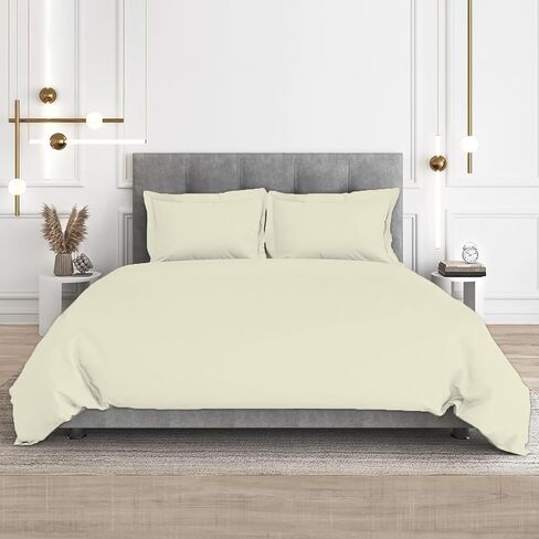 CharlottelyHues 3 Piece Duvet Set - 100% Egyptian Cotton Breathable, Soft Duvet Cover Set with Zipper & Corner Ties Quilt Cover Sateen Weave Durable Duvet - Queen/Full (Sky Blue) in Kuwait