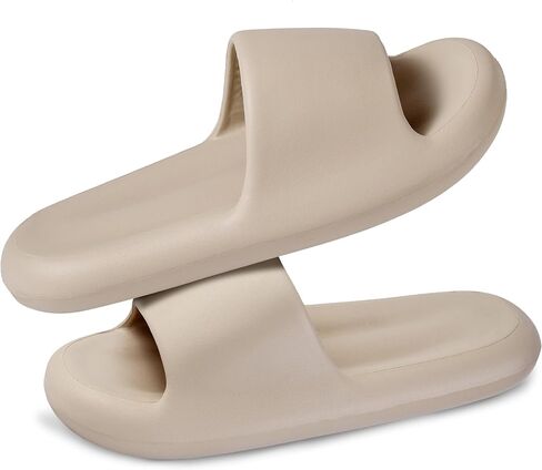 Women's Men's Cloud Pillow Slippers | Soft Cushion Non-Slip Shower House Slides Khaki Size 12-13/10.5-11 in Saudi Arabia