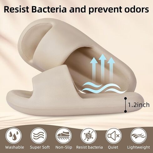 Women's Men's Cloud Pillow Slippers | Soft Cushion Non-Slip Shower House Slides Khaki Size 12-13/10.5-11 in Saudi Arabia
