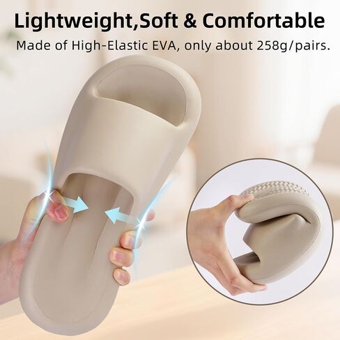 Women's Men's Cloud Pillow Slippers | Soft Cushion Non-Slip Shower House Slides Khaki Size 12-13/10.5-11 in Saudi Arabia
