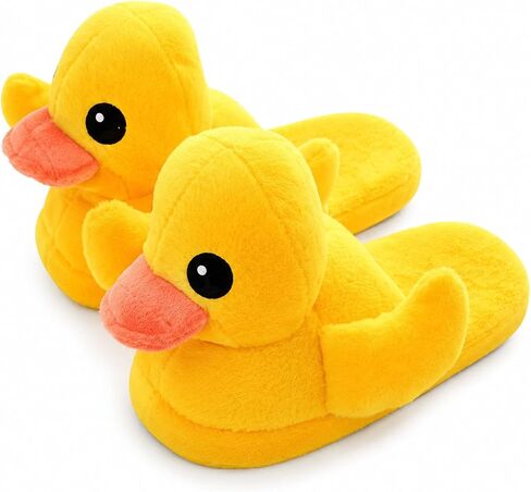 YUNZLAN Funny Yellow Duck Slippers for Women Girl Men Warm Fuzzy Non-slip Duck Shoes with Thick Sole for Home Indoor in Saudi Arabia