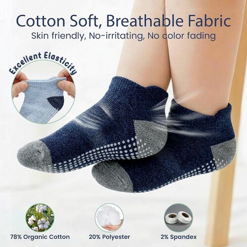 Organic Cotton Blend Ankle Toddler Socks 6M-12M-2t-3t-4t-5t Baby Gift | Oeko-Tex Certified, 6 Pair Ankle Socks, 12-18 Month Socks, Socks Toddler, Navy, Blue & Gray, Unisex Design, 1-3 Years in Kuwait
