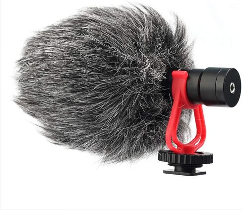 Condenser Cardioid Microphone, Professional Recording Interview Camera Mic with Detachable Anti Vibration Frame Windproof Cover for DSLR Camcorder Mobile Phone Live Streaming in Kuwait
