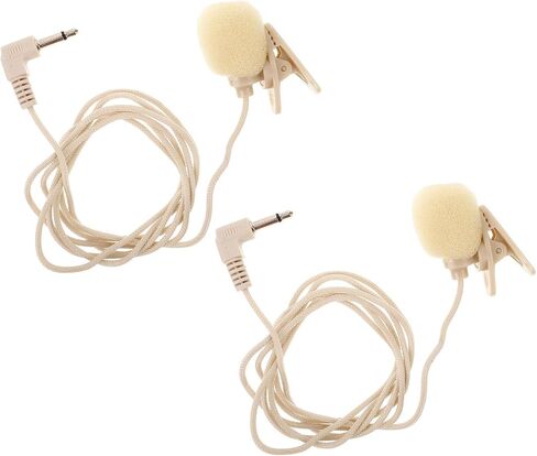 balacoo 2pcs Clip on Lavalier Microphone for Smartphones and Tablets, High Sensitivity Recording, Beige Cloth and Abs Material, Portable Lapel Microphone for Meeting and On-the-go in Kuwait