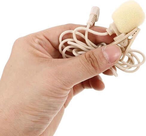 balacoo 2pcs Clip on Lavalier Microphone for Smartphones and Tablets, High Sensitivity Recording, Beige Cloth and Abs Material, Portable Lapel Microphone for Meeting and On-the-go in Kuwait