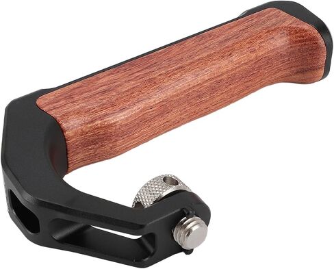 Camera Top Handle with 3 Cold Shoes, Ergonomic Aluminum Alloy Wooden Grip for DSLR Cameras 1/4 Inch 8 Threaded Hole Professional Photography Accessories in Kuwait