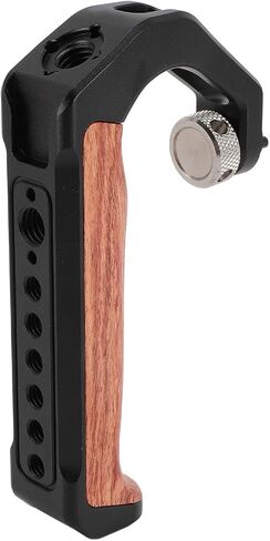 Camera Top Handle with 3 Cold Shoes, Ergonomic Aluminum Alloy Wooden Grip for DSLR Cameras 1/4 Inch 8 Threaded Hole Professional Photography Accessories in Kuwait