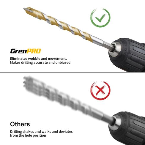 GRENPRO Concrete Drill Bit Set, 12Pcs 5/32"-1/2" Masonry Drill Bits | Industrial Carbide Drill Bits, Shockproof Hex Shank Drill Bit Set for Cement/Porcelain Tile/Brick/Class/Plastic in Kuwait