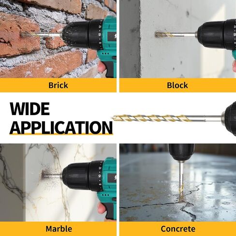 GRENPRO Concrete Drill Bit Set, 12Pcs 5/32"-1/2" Masonry Drill Bits | Industrial Carbide Drill Bits, Shockproof Hex Shank Drill Bit Set for Cement/Porcelain Tile/Brick/Class/Plastic in Kuwait