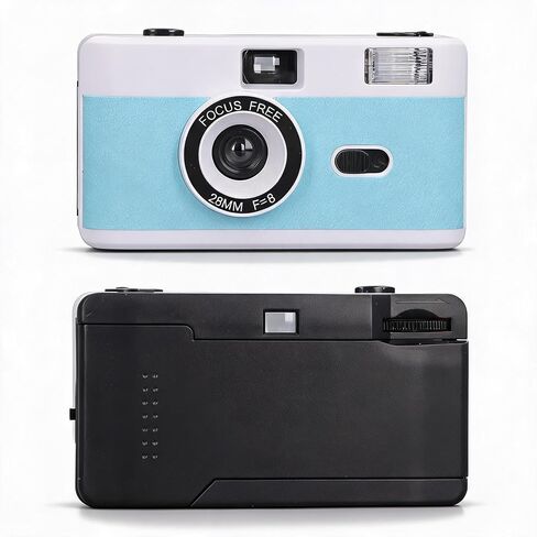 Disposable Film Camera 35 mm, Retro Film Camera with Built in Flash, Reusable Lightweight Vintage Camera, 28MM F/8 Lens, Full Manual Setting (Black and White) in Saudi Arabia