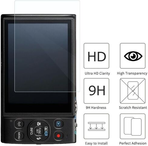 Screen Protector for Canon PowerShot ELPH 360 HS A (IXY 650 M) | [2 Pack] Tempered Glass Film, 9H Hardness, Compatible for Canon PowerShot ELPH 360 HS (IXY 650 / IXUS 285 HS), IXUS 285 HS A in Kuwait