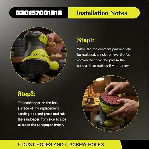 2 Pack 5" 8 Hole Hook & Loop Replacement Sander Pads Compatible with Ryobi RS290g 5" Random Orbit Sander in Kuwait