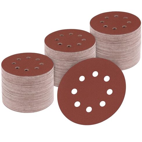Partyreal Sand-Paper 170PCS 5-Inch 8-Hole Hook-and-Loop Sanding Discs for Random Orbital Sander, Assorted 40/60/80/120/150/220/320/400/600 Grit in Kuwait