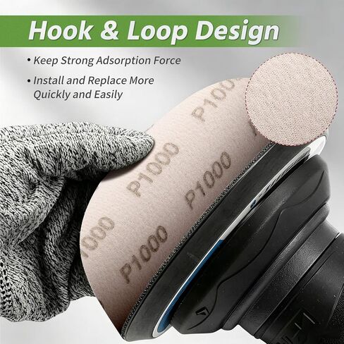 60 Pcs 6 Inch Wet Dry Sanding Discs Hook and Loop, 320 400 600 800 1000 1500 2000 3000 5000 Grit Waterproof Sandpaper for Random Orbital Sander, Automotive Wood Metal Sanding and Polishing in Kuwait