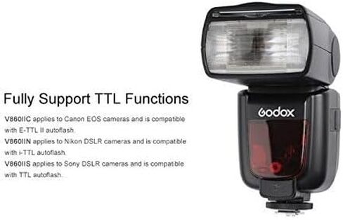 Godox Ving V860II-S 2.4G HSS 1/8000 TTL Li-on Battery V860II Camera Flash Speedlite for Sony A7 A7R A7S A7II A7RII A58 A99 A6000 A6300 Camera | GN60, HSS 1/8000s, 1.5s recycle,20-200mm Zoom, 2.4G Wireless Speedlite, 2000mAh battery, diffuser kit included in Saudi Arabia