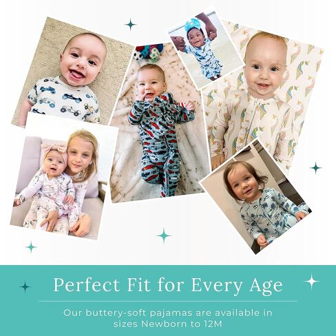 Posh Peanut Footie Pajamas for Baby Girls, Soft Viscose Derived from Bamboo | Footed Grips, True To Size Snug Fit, And Easy Care Wash, Ruffle Bodice With 2-Way Zipper for Easy Access, in Kuwait