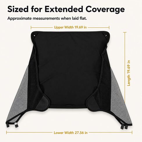 Sunshade Extension for Doona Car Seat Stroller, Breathable Mesh, Black | Solid overhead shade with breathable mesh side panels; folds flat for sunny walks and everyday stroller use. in Kuwait