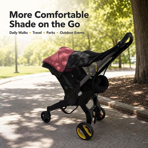 Sunshade Extension for Doona Car Seat Stroller, Breathable Mesh, Black | Solid overhead shade with breathable mesh side panels; folds flat for sunny walks and everyday stroller use. in Kuwait
