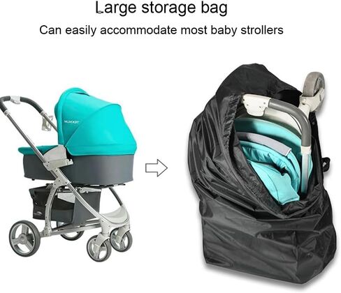 Stroller Travel Bag Waterproof for Airplane with Carry Strap Baby Stroller Cover for Airplane Perfect for Baby Travel Essentials (Black) in Kuwait