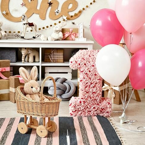 Wicker Flower Girl Basket with Handle Vintage Wicker Baby Carriage for Baby Shower Decorative Woven Rattan Stroller Shaped Flower Basket for Wedding Floral Arrangement in Kuwait