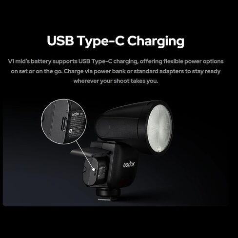 Godox V1Mid-O Camera Flash for Olympus Camera,55Ws TTL Speedlite Speedlight with Touchscreen,2.4G Wireless System,HSS 1/8000s 1.7s Recycle,650 Full-Power Flashes(V1 mid O) in Kuwait