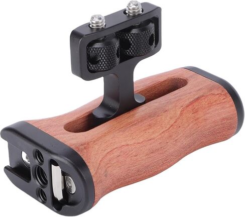 ciciglow Camera Cage Side Handle, Wooden Hand Grip for DSLR Mirrorless Cameras Adjustable Left Right Installation with Cold Shoe Mount 1/4in Thread Hole in Kuwait