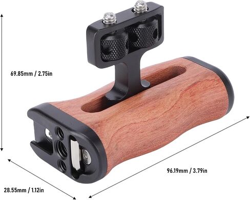 ciciglow Camera Cage Side Handle, Wooden Hand Grip for DSLR Mirrorless Cameras Adjustable Left Right Installation with Cold Shoe Mount 1/4in Thread Hole in Kuwait